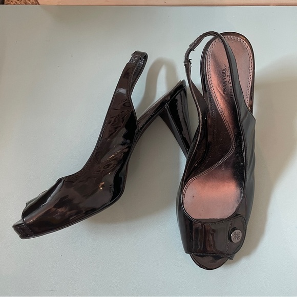 Simply Vera Vera Wang Plumosa Black Peep Toe Heels Women’s Size 8 Summer sandal - Picture 4 of 12